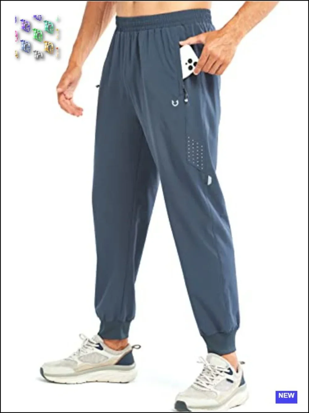 Men's Athletic Running Pants Quick-Dry Joggers with Zippered Pockets